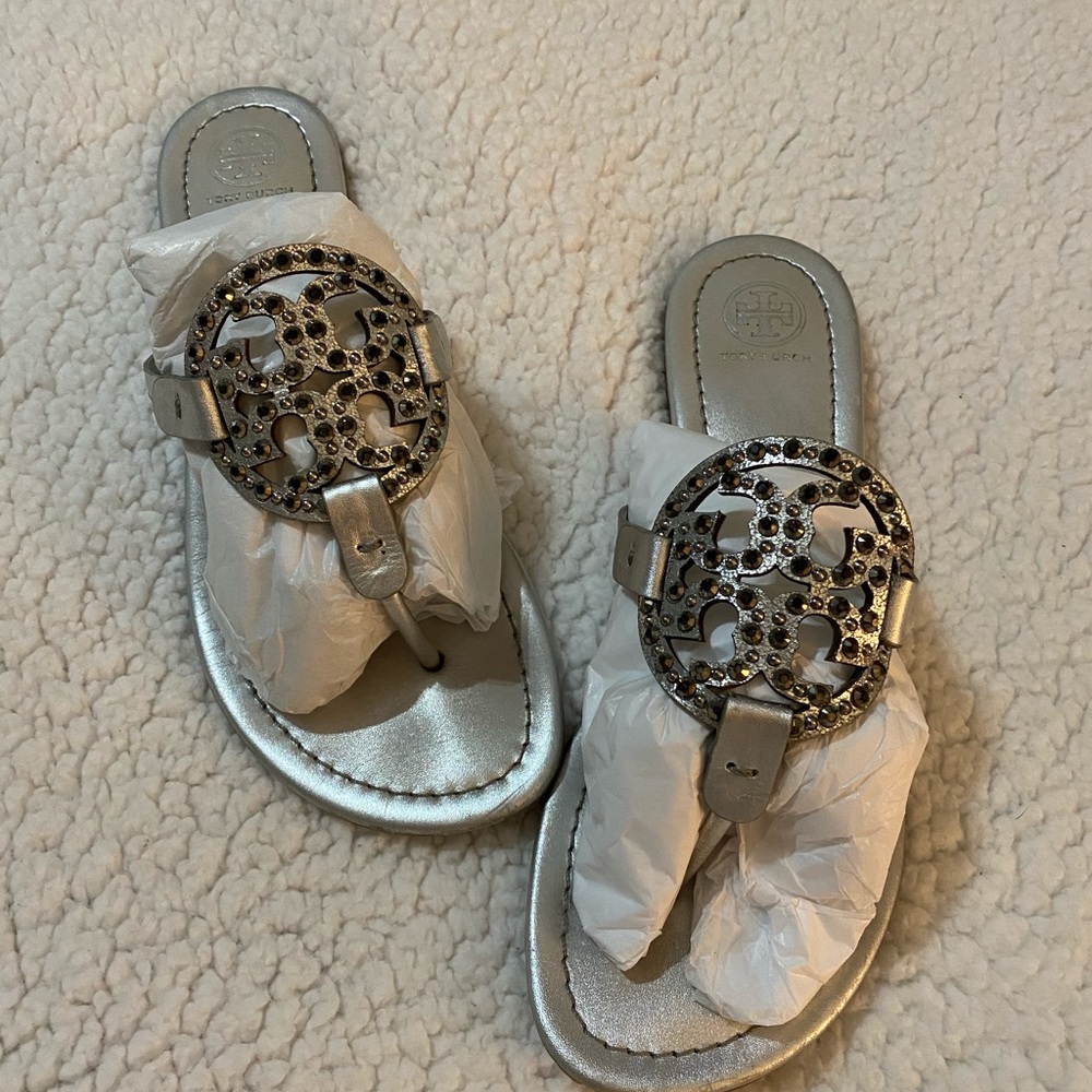 Tory Burch Miller embellished silver sandals-9